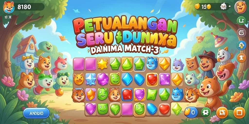 Screenshot utama 8180 menampilkan gameplay Match-3 yang seru.