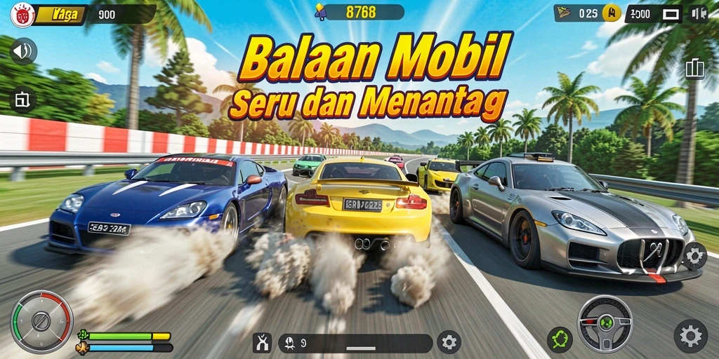 Tampilkan aksi balapan mendebarkan di game 8768.