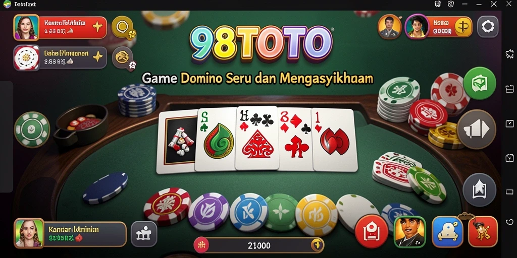 Tampilan gameplay seru di 98TOTO dengan berbagai mode Domino.