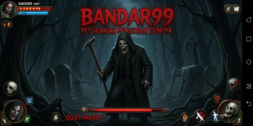 Screenshot gameplay mendebarkan dari BANDAR99 yang menampilkan suasana horror.
