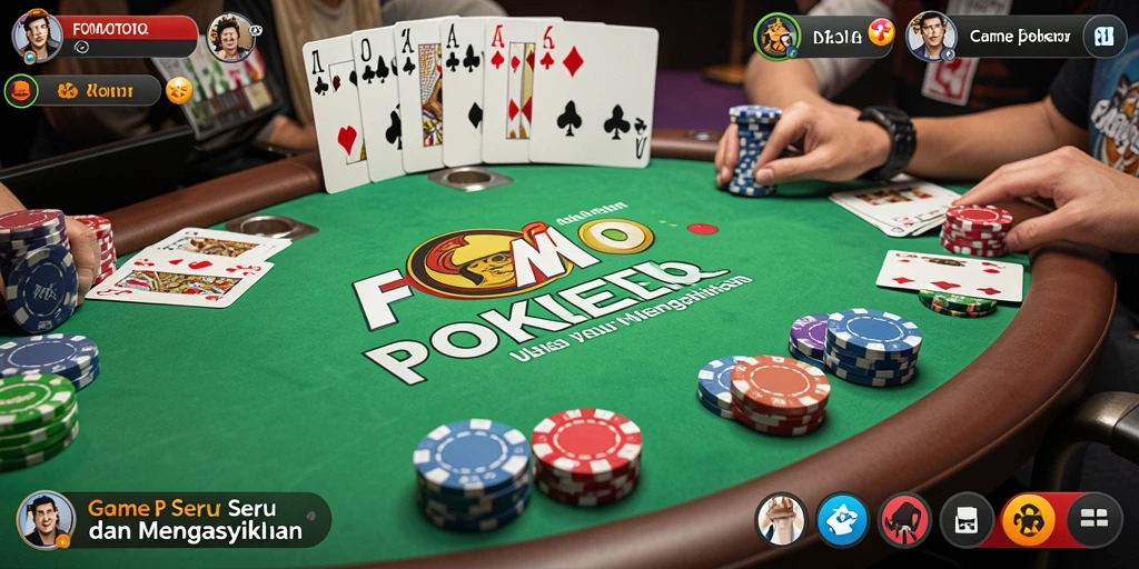 Screenshot gameplay FOMOTOTO menampilkan aksi poker yang mendebarkan.