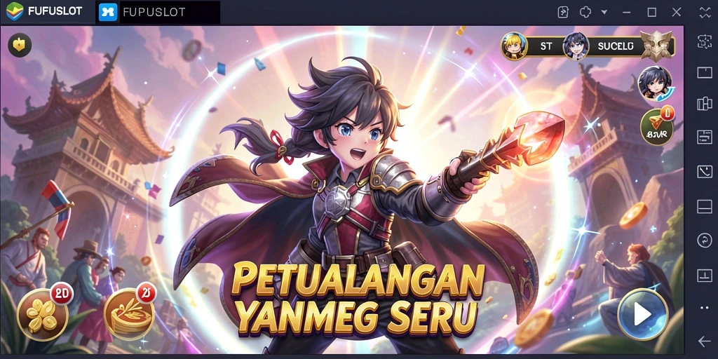 Tampilan gameplay FUFUSLOT yang menampilkan aksi seru karakter anime.