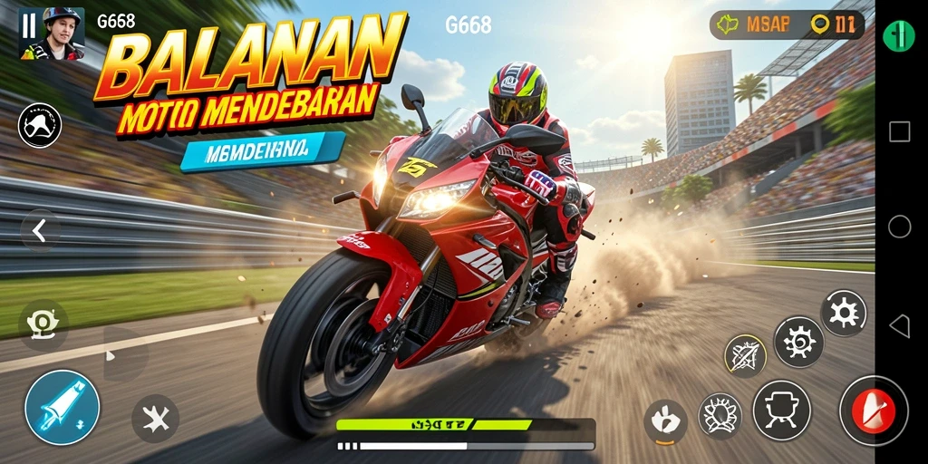 Tampilan gameplay G668 yang menegangkan di trek balapan.