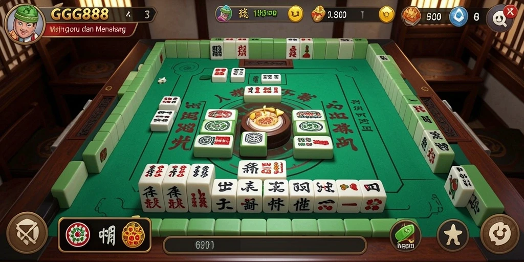 Screenshot gameplay GGG888 menampilkan keseruan permainan Mahjong yang penuh strategi.