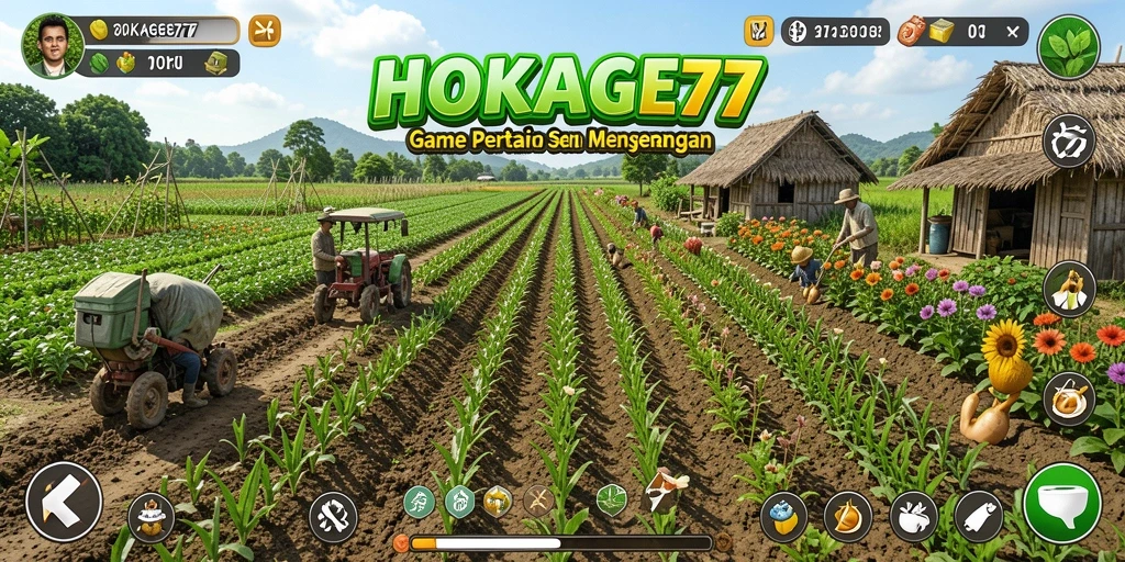 Tangkapan layar HOKAGE77 menampilkan gameplay pertanian yang menarik dan interaktif.