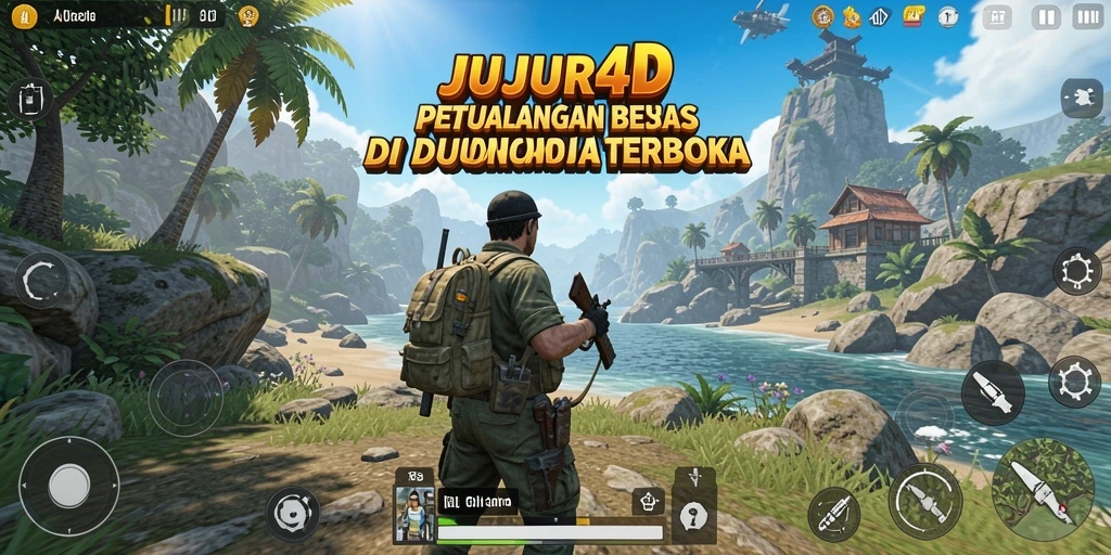 Screenshot gameplay JUJUR4D menunjukkan petualangan mendebarkan dalam dunia terbuka.