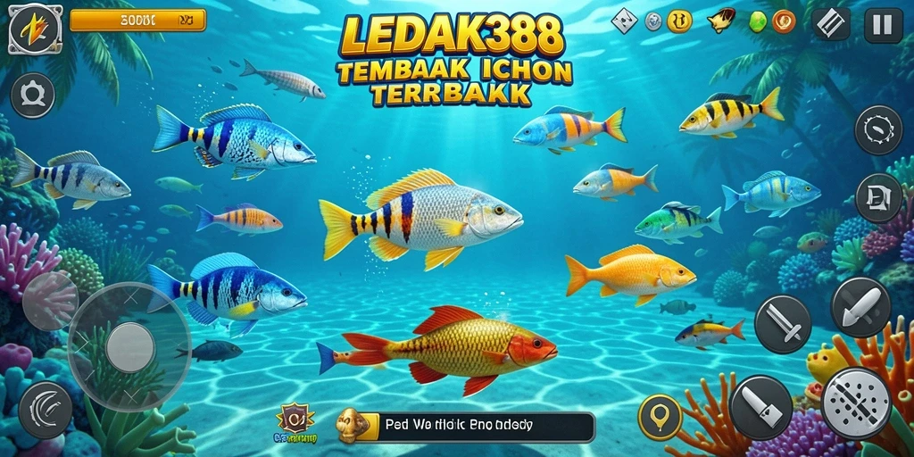 Tampilan gameplay LEDAK388 dengan aksi Tembak Ikan yang seru.