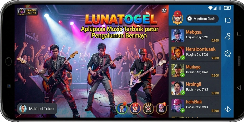 Tampilan menarik dari gameplay LUNATOGEL yang menampilkan permainan musik.