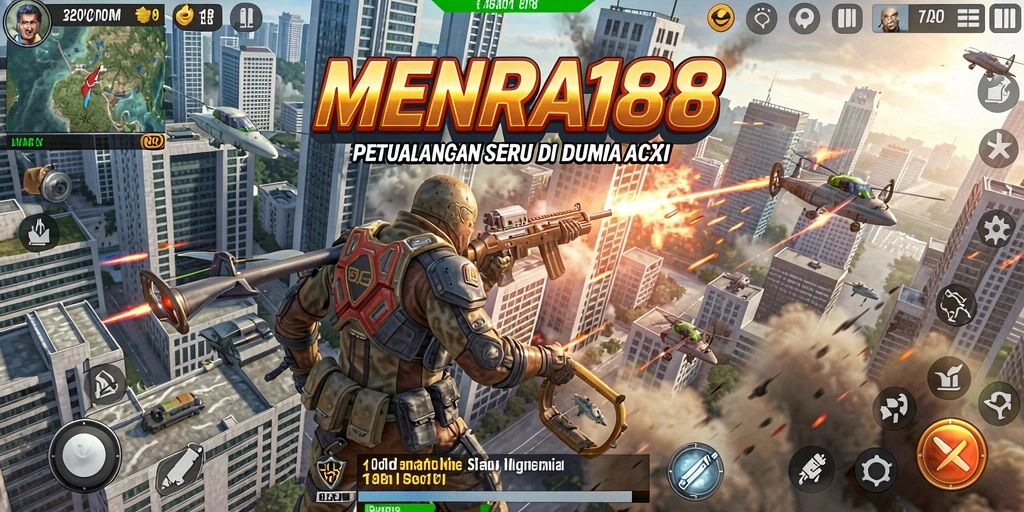 Screenshot MENARA188 menampilkan pertempuran intens dengan grafis yang menawan.