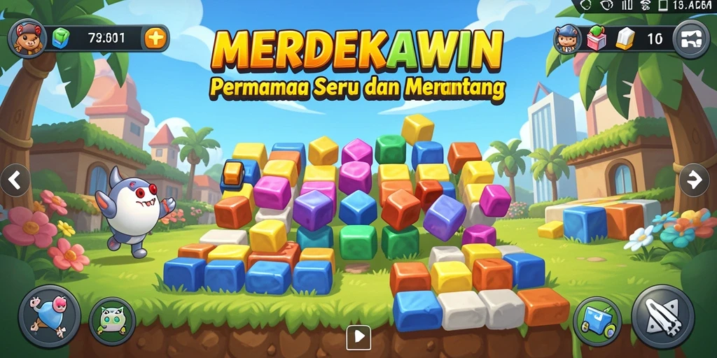 Screenshot gameplay puzzle MERDEKAWIN yang mendebarkan.