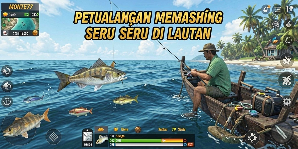 Tampilan menakjubkan saat menangkap ikan di <strong>MONTE77</strong>.