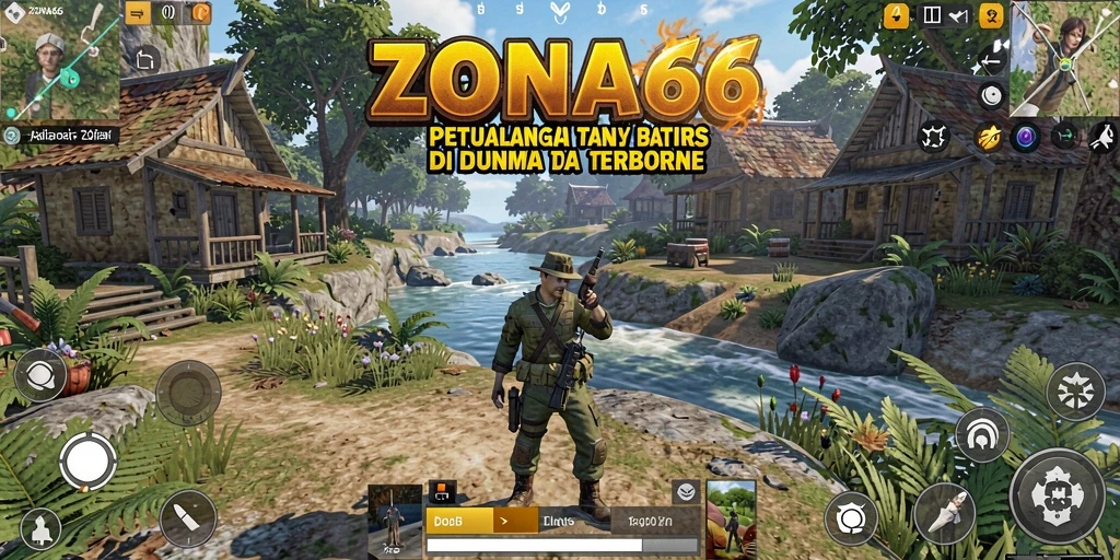 Screenshot gameplay ZONA66 menampilkan petualangan di dunia terbuka.